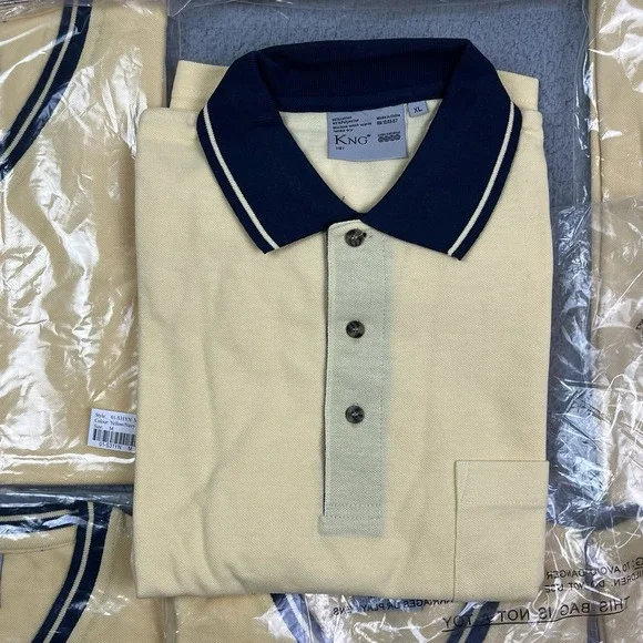 Vintage KNG International Short‎ Sleeve Shirts Preppy Yellow Navy Y2K Lot of 9 - Picture 5 of 8